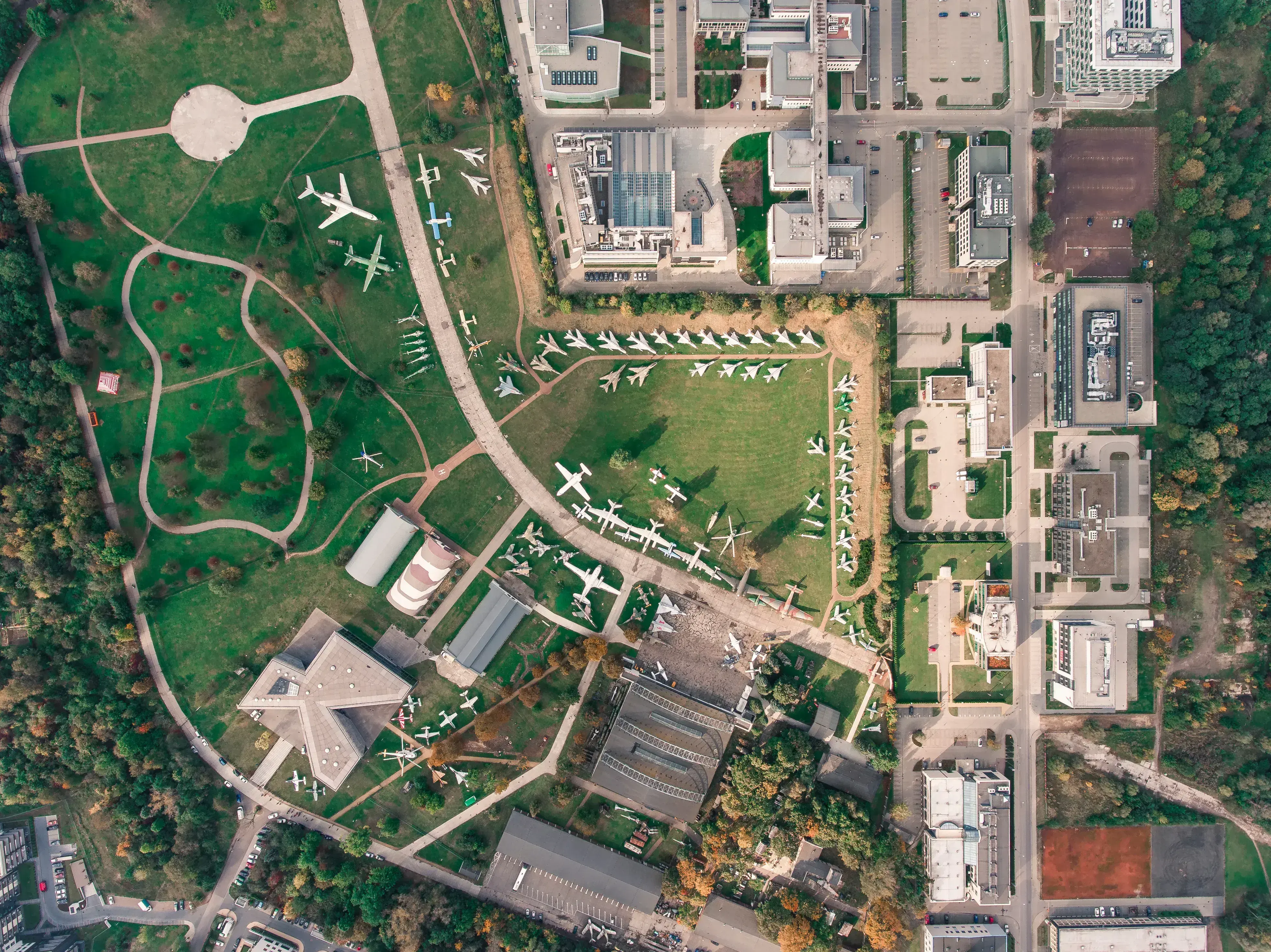 Aerial view of an airport